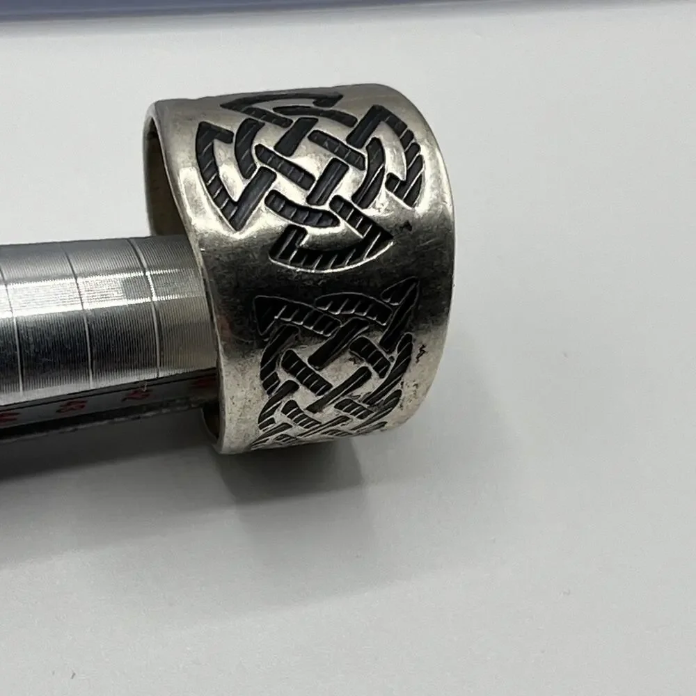 STERLING SILVER Oxidized CELTIC KNOT BAND RING Men’s SIZE 11.5 925 Vintage Rare
